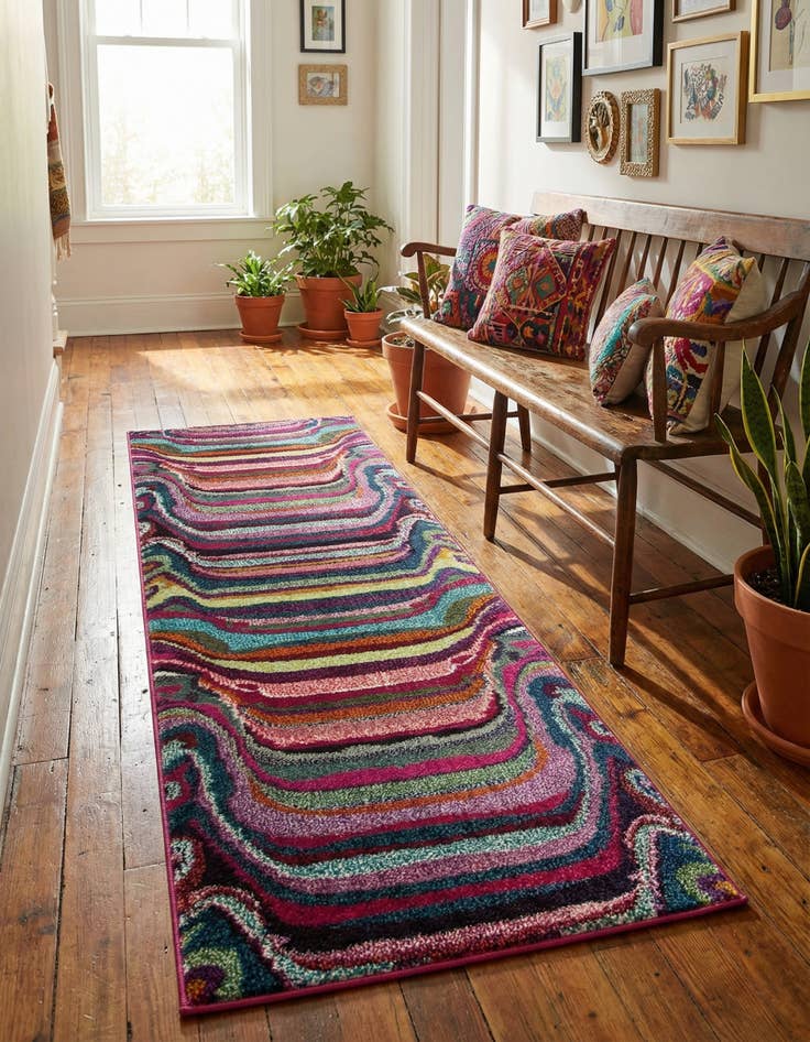 Detail image of 2' 2 x 6' 9  Washable Spectrum Runner Rug