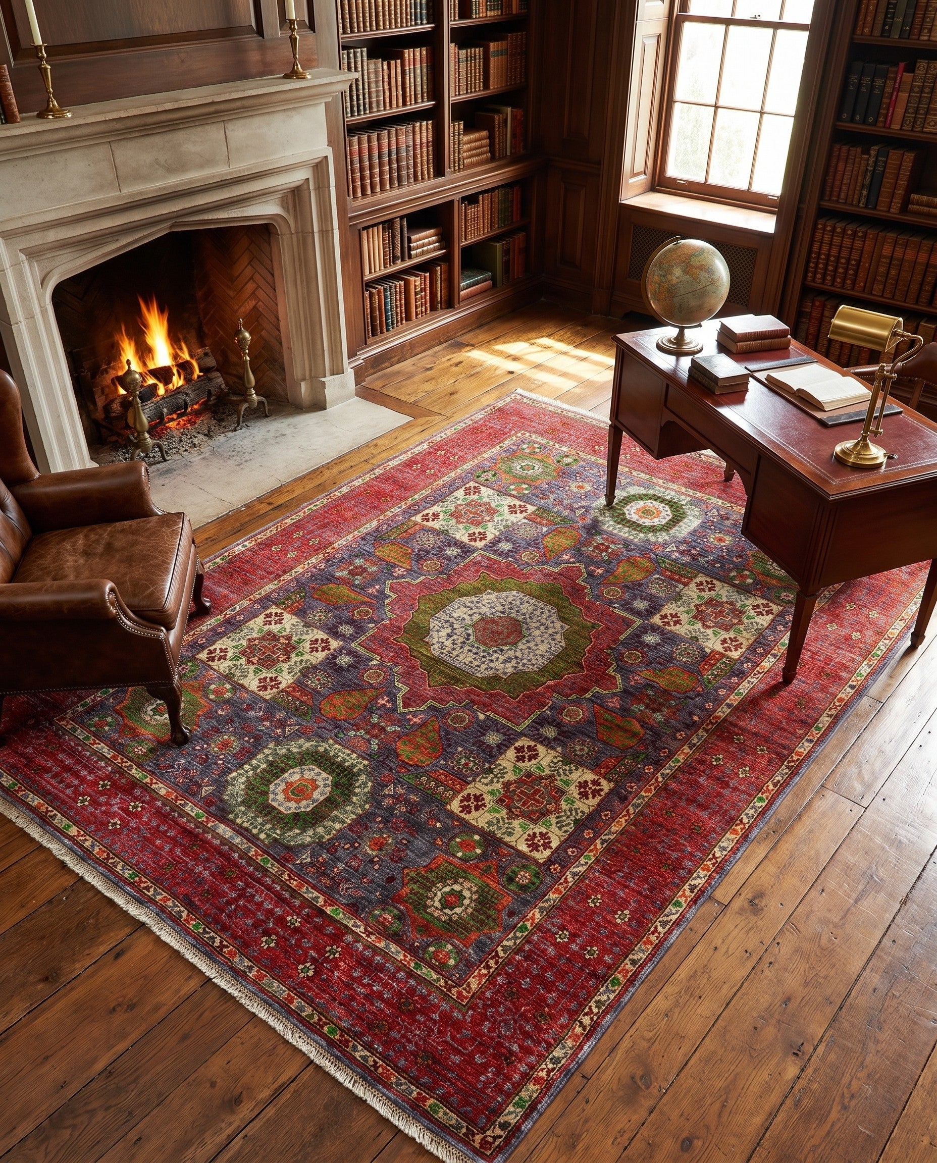 5' 1 x 6' 9 Hand Knotted Mamluk Ziegler Rug