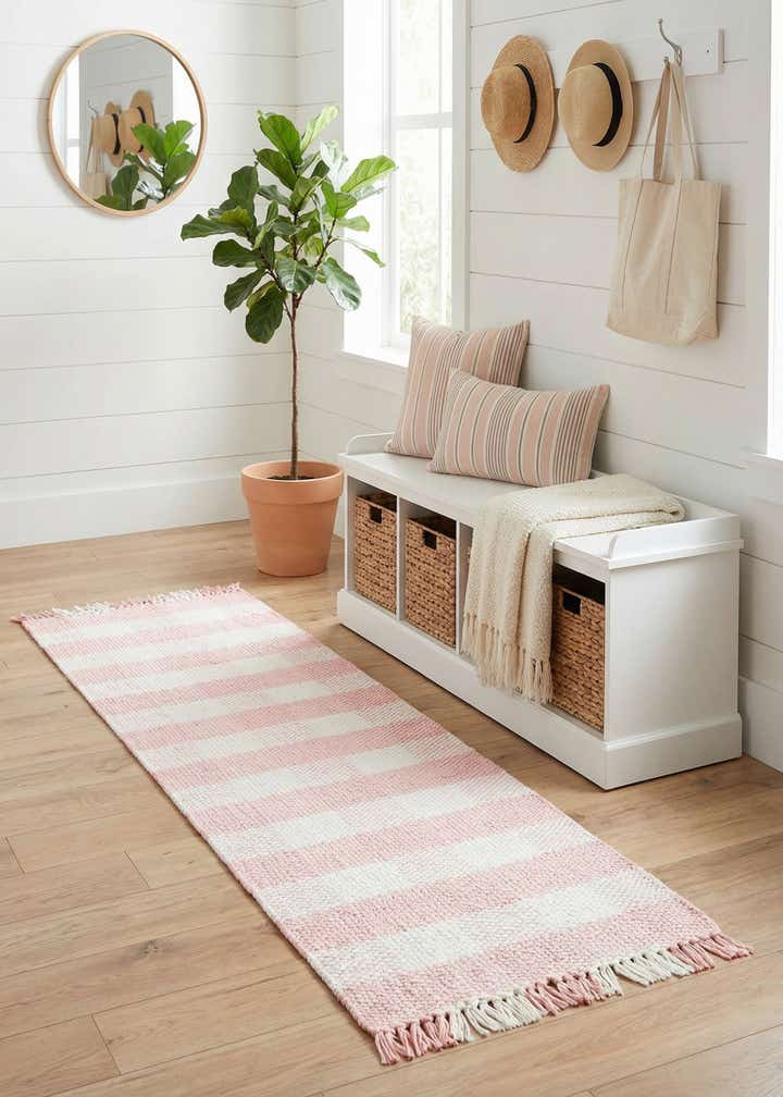 2' x 6' Easy-Clean Eco Plaid Washable Indoor / Outdoor Runner Rug