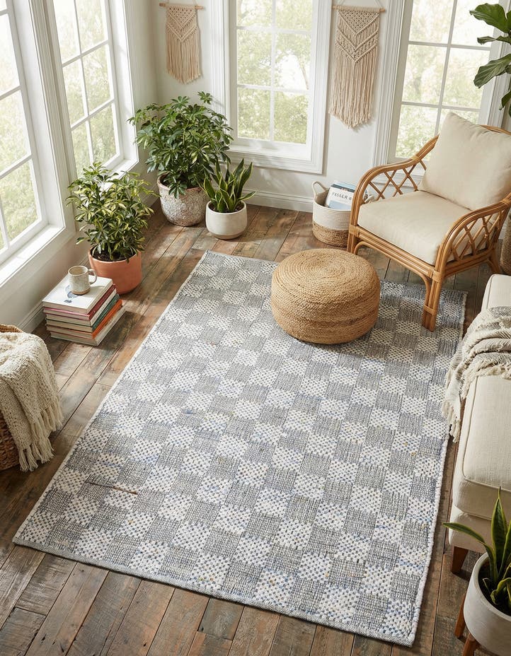 5' 1 x 8' Hand Woven Chindi Cotton Rug
