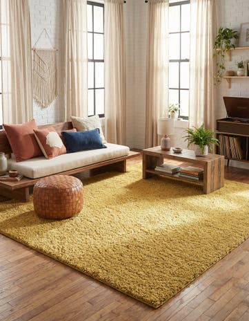 Yellow Everyday Shag Square Rug