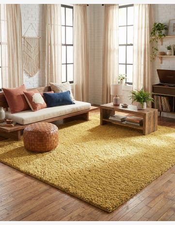 Yellow Everyday Shag Square Rug