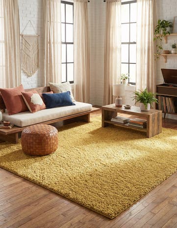 Yellow Everyday Shag Square Rug