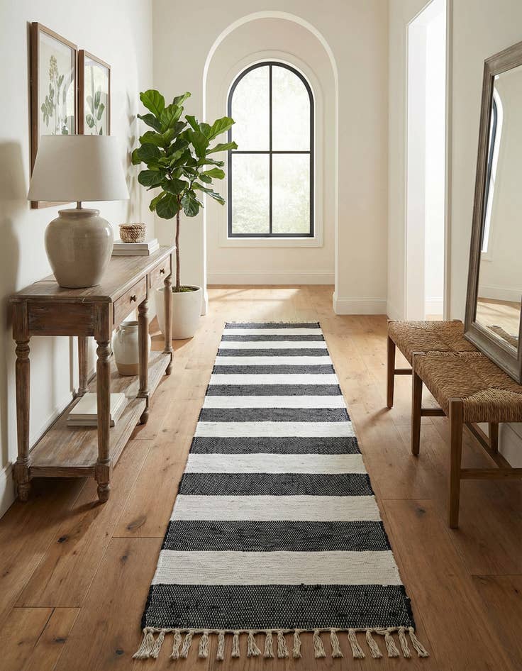 Detail image of 2' 2 x 12'  Hand Woven Chindi Rag Runner Rug