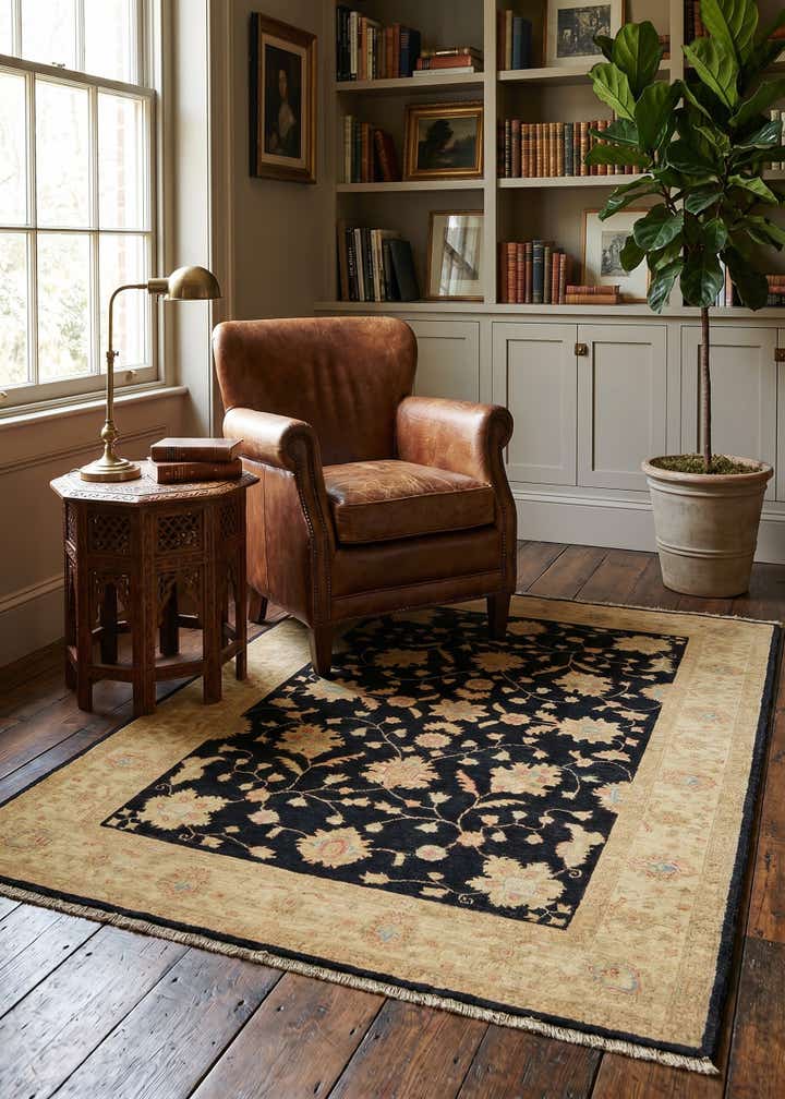4' 2 x 5' 5 Hand Knotted Peshawar Ziegler Rug