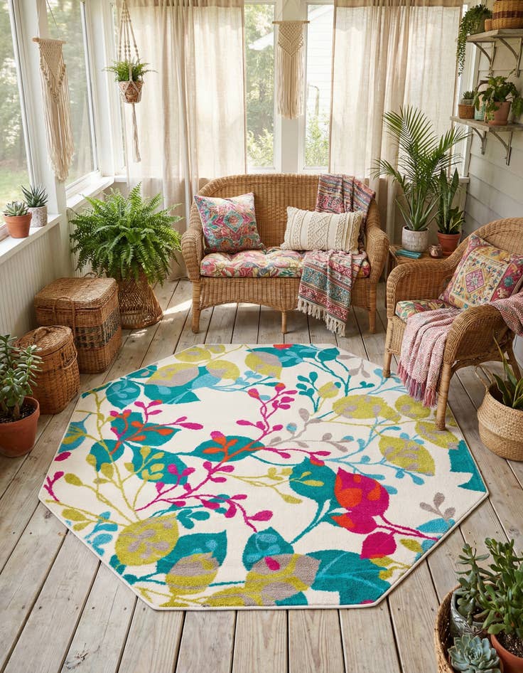Detail image of 5' 3 x 5' 3 Azalea Octagon Rug