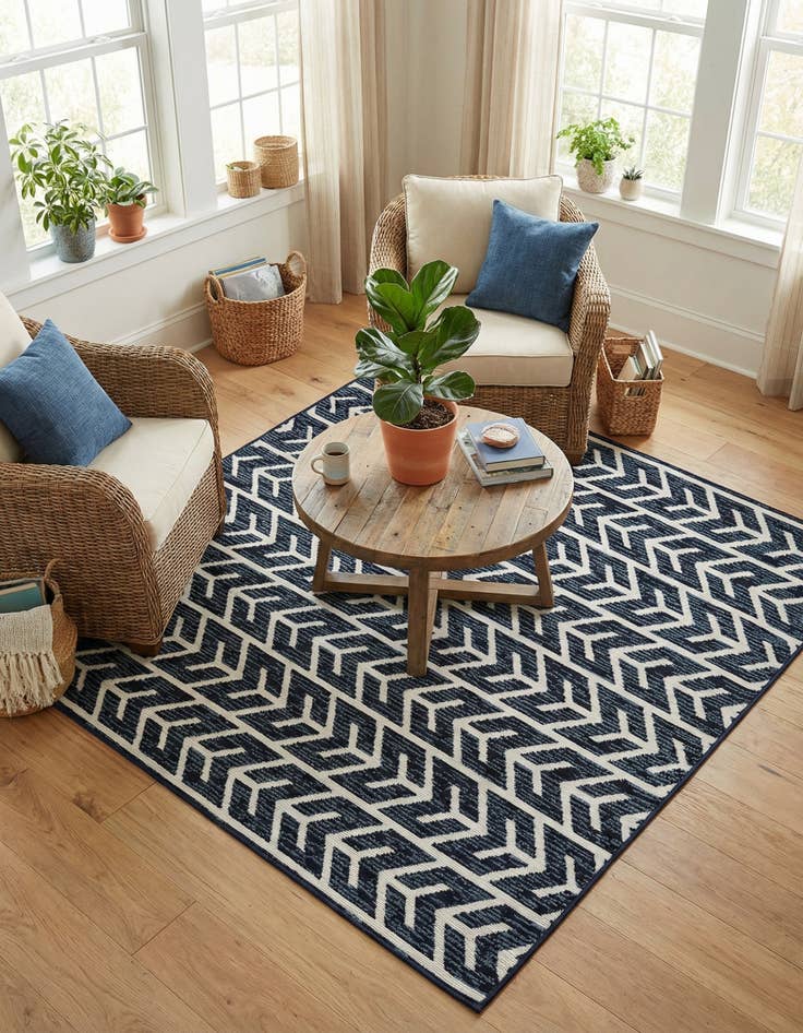 Detail image of 6' x 6' Easy-Clean Sabrina Soto Aston Indoor / Outdoor Square Rug