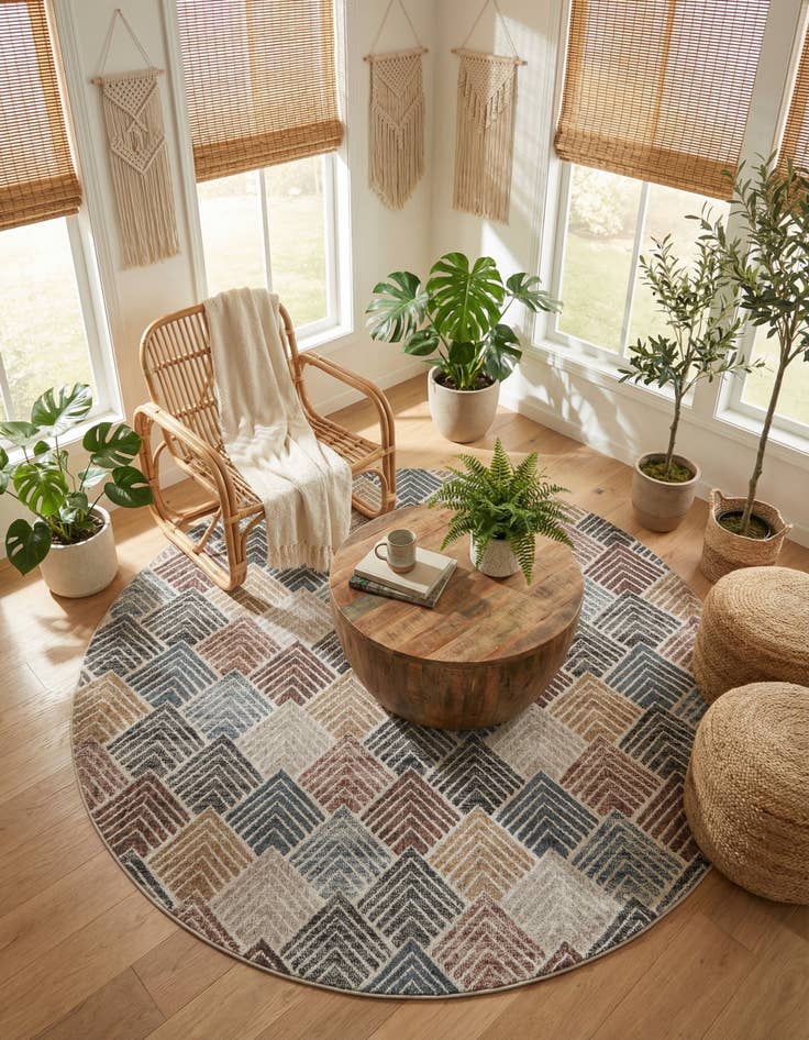 Detail image of  7' x 7' Eco Trellis Round Rug