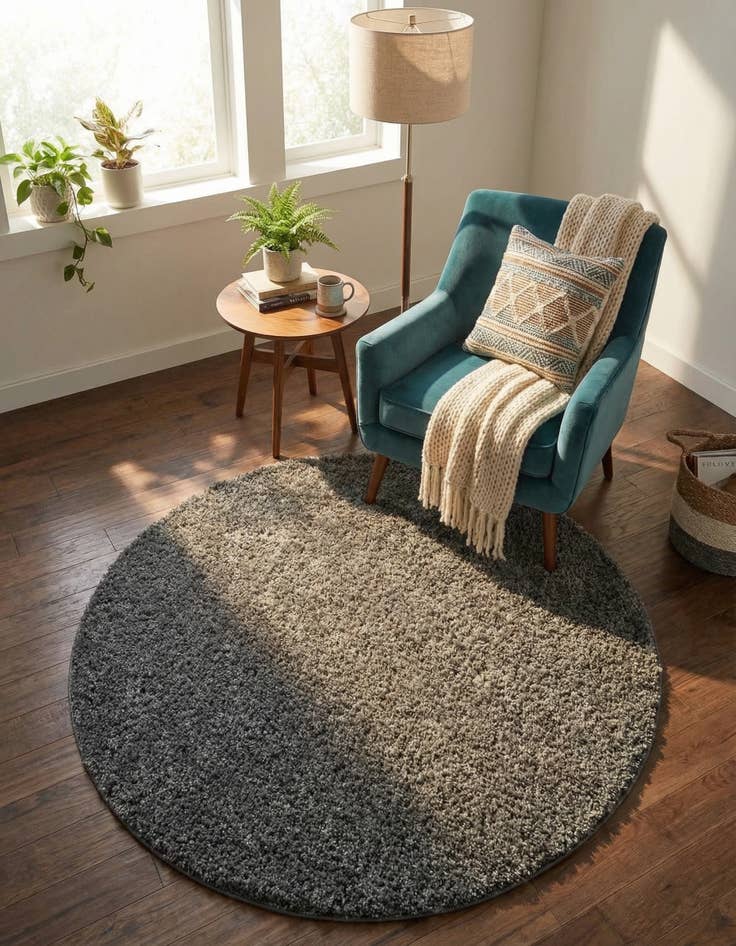 Detail image of 5' x 5' Soft Solid Shag Round Rug