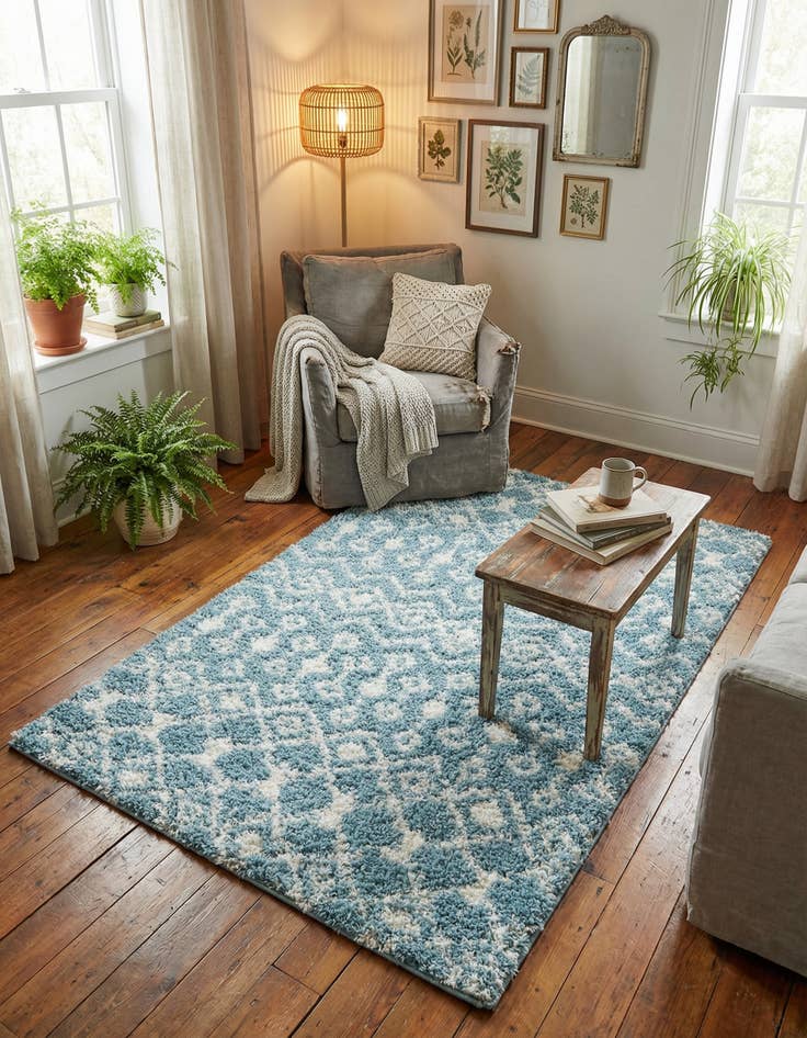 Detail image of 4' x 6' Moroccan Trellis Shag Rug