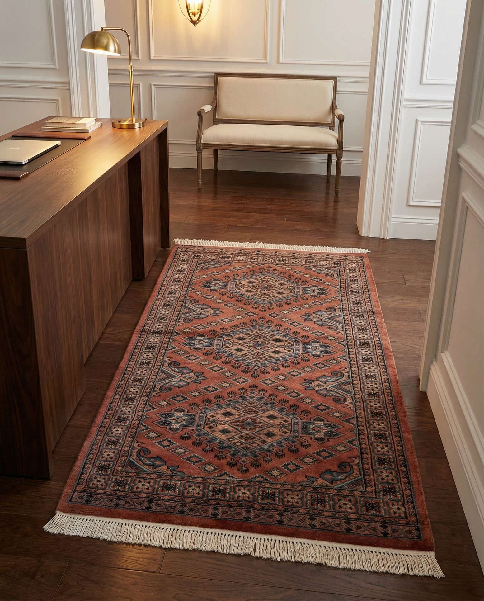 3' 2 x 5' 5 Hand Knotted Bokhara Wool Rug