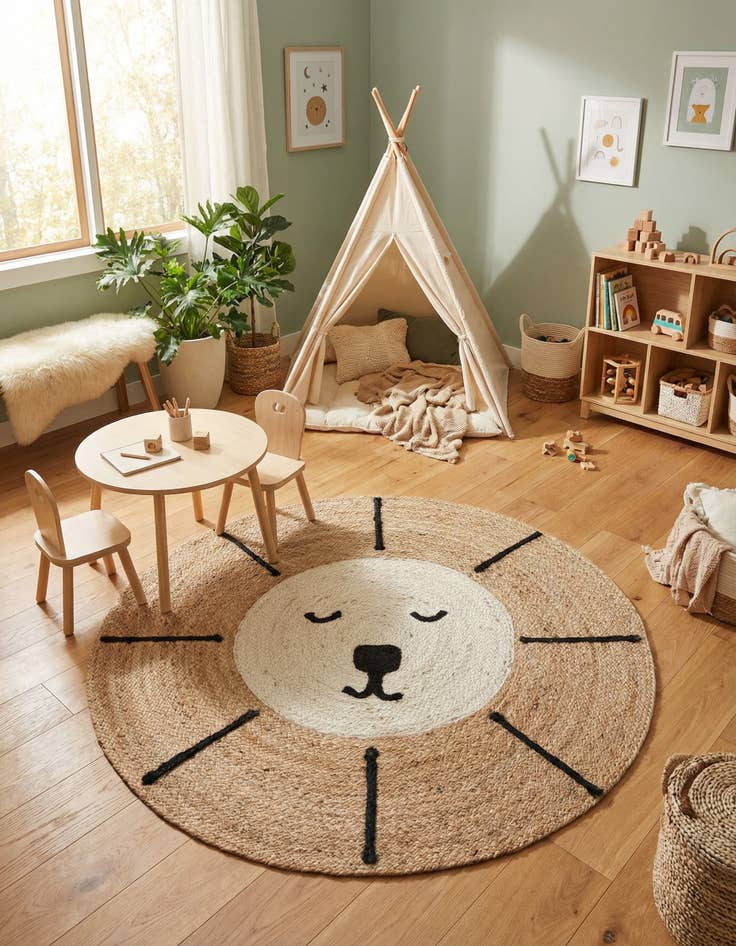 Detail image of 7' 10 x 7' 10 Kids Braided Jute Round Rug