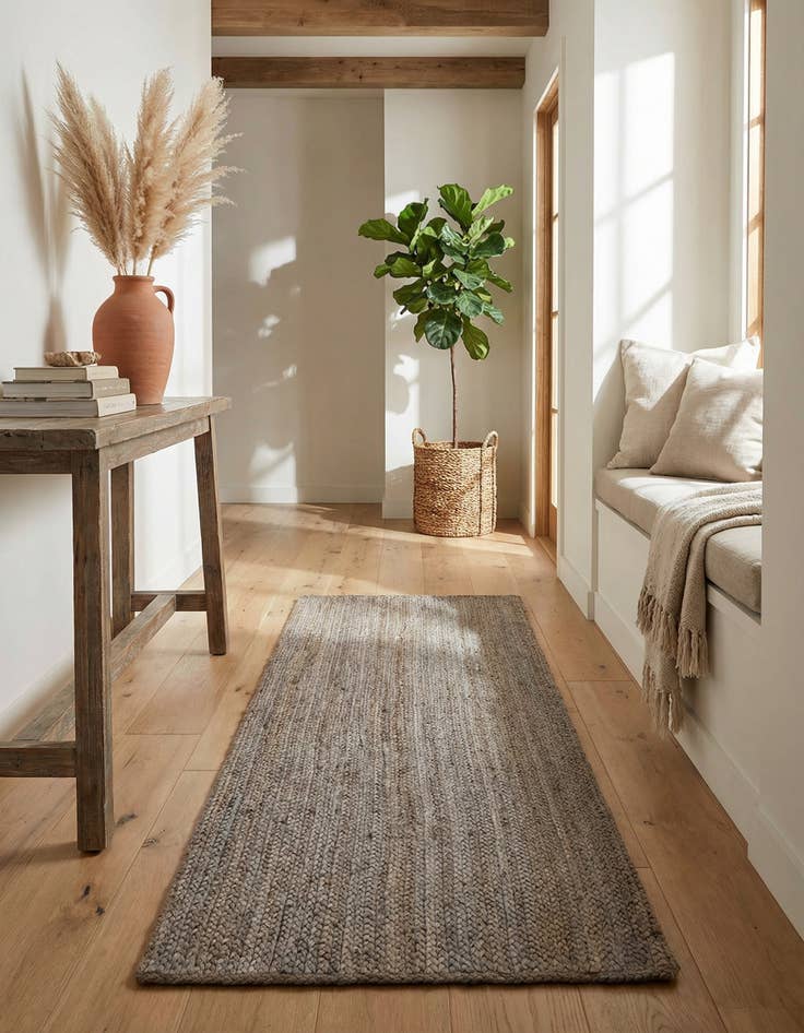 Detail image of 2' 7 x 6' 1 Handmade Braided Jute Runner Rug