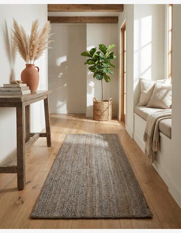 Gray Handmade Braided Jute Runner Rug