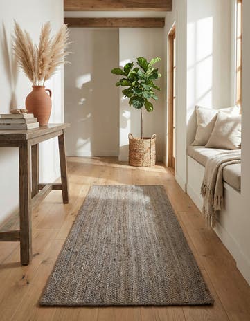 2' 7 x 6' 1 Handmade Braided Jute Runner Rug