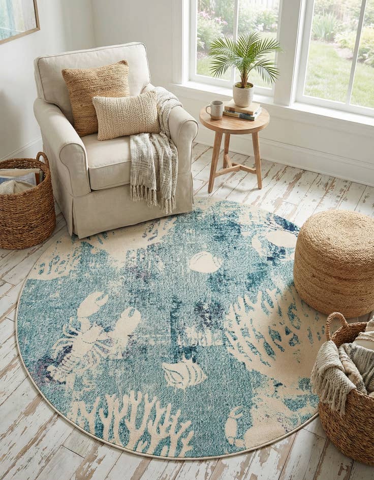 Detail image of 7' 1 x 7' 1  Washable Capri Round Rug