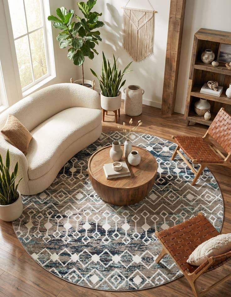 Detail image of 10' x 10' Moroccan Trellis Round Rug