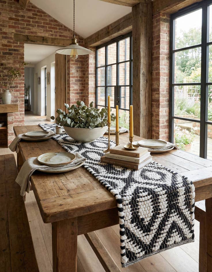 Detail image of 1' 2 x 8'  Hand Woven Chindi Jute Table Runner Rug