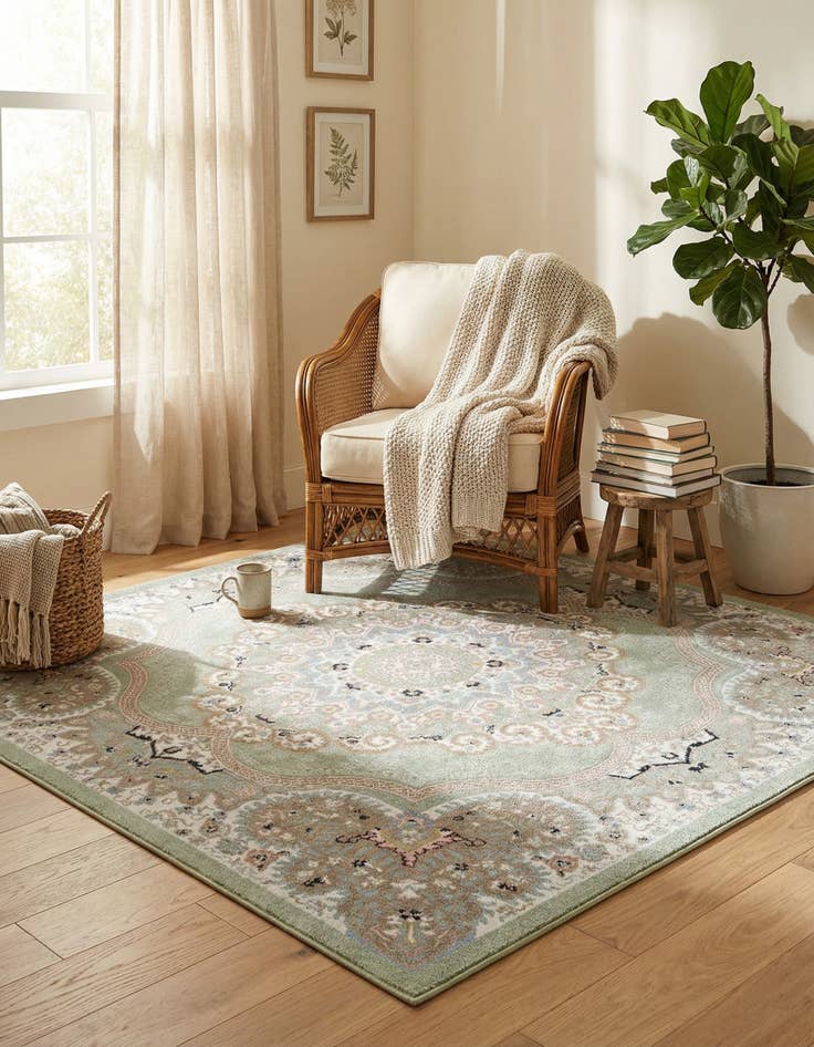 Detail image of  7' 10 x 7' 10 Kamala Washable Square Rug