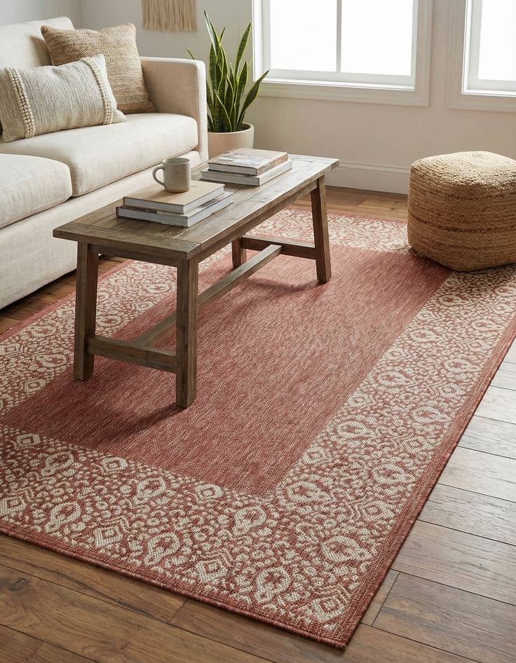 Detail image of 5' 3 x 8' Washable Border Indoor / Outdoor Rug