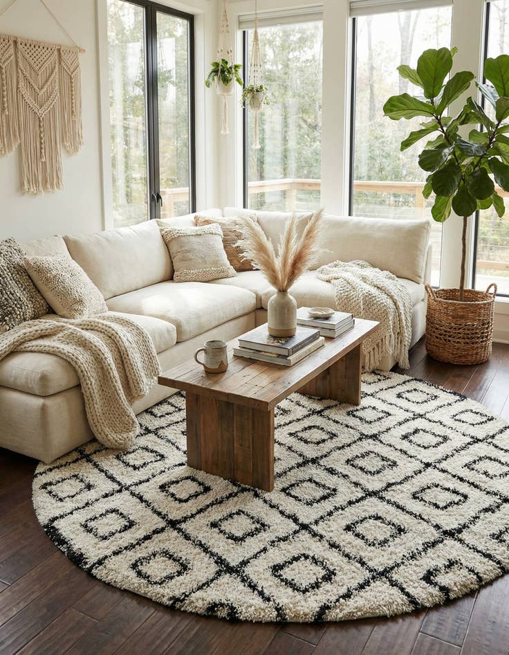 Detail image of 7' 10 x 7' 10 Trellis Shag Round Rug