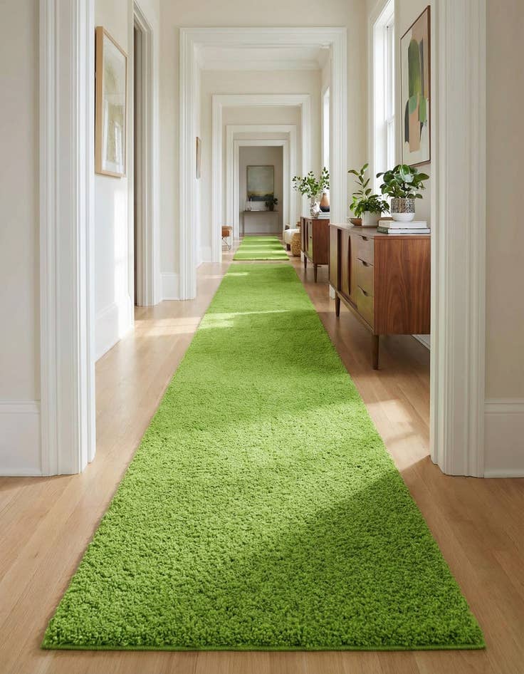 Detail image of 2' 7 x 19' 8 Solid Shag Runner Rug