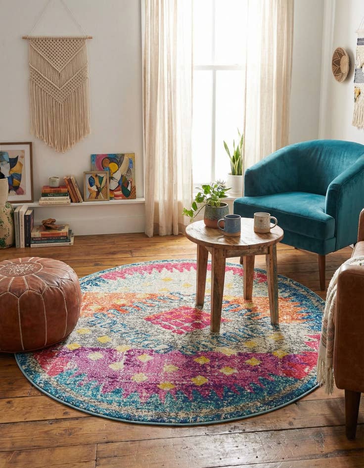 Detail image of 4' x 4' Washable Carnevale Round Rug