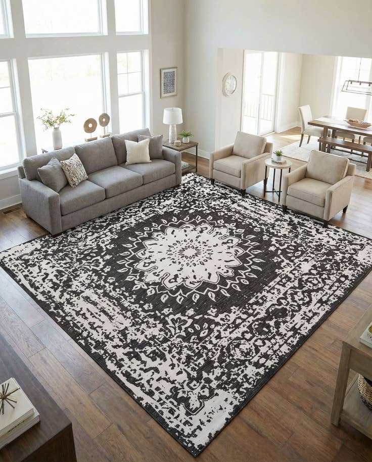 Detail image of 13' x 13' Easy-Clean Traditional Indoor / Outdoor Square Rug