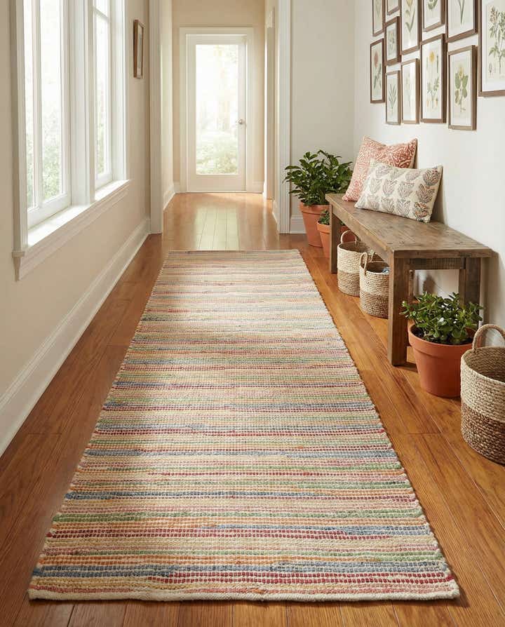 2' x 6' 1 Hand Woven Happy Rugs Rainbow Weave Runner