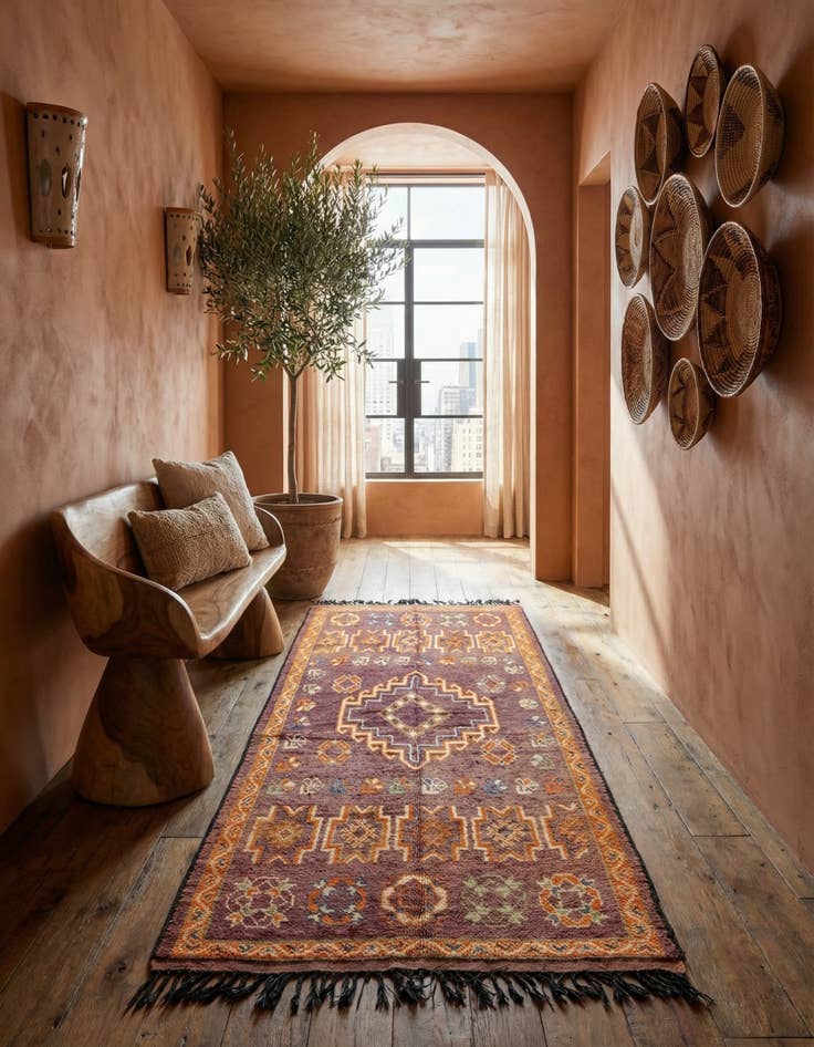 Detail image of 5' 5 x 10' 10 Hand Knotted Moroccan Wool Runner Rug