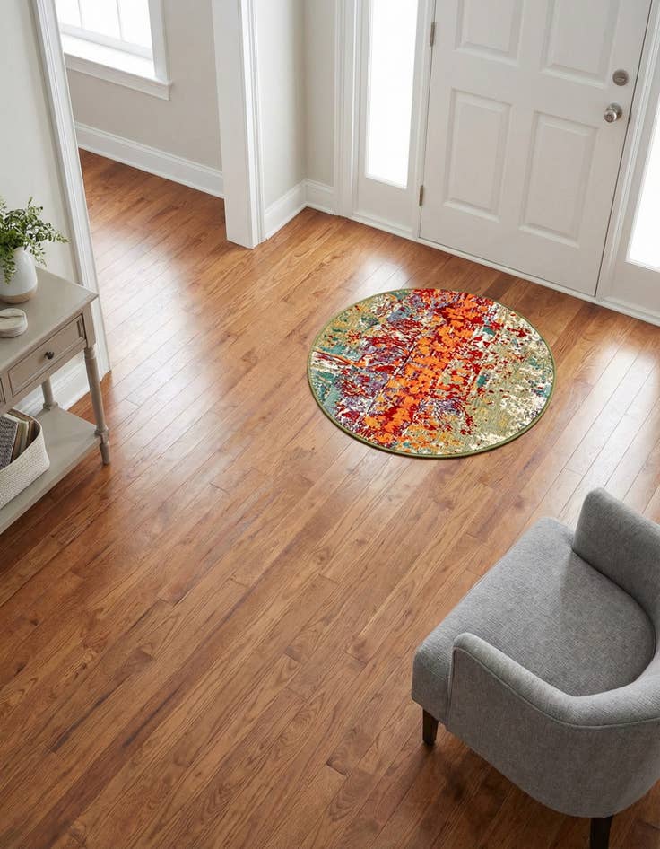 Detail image of 2' 7 x 2' 7  Washable Modern Indoor / Outdoor Round Rug