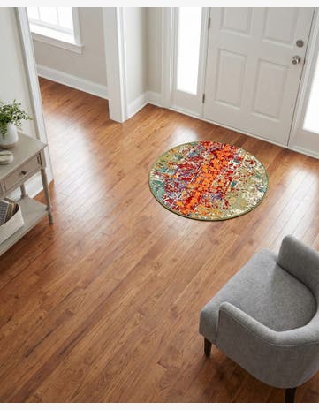 Easy-Clean Modern Indoor / Outdoor Round Rug