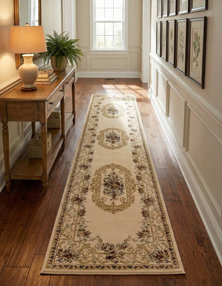 Detail image of 2' 7 x 13' Classic Aubusson Runner Rug