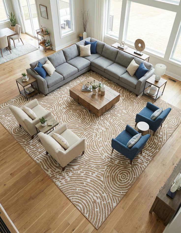 Detail image of  12' x 12'  Washable Modern Indoor / Outdoor Square Rug