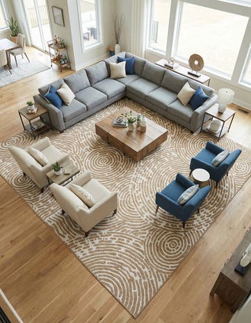 12' x 12' Easy-Clean Modern Indoor / Outdoor Square Rug