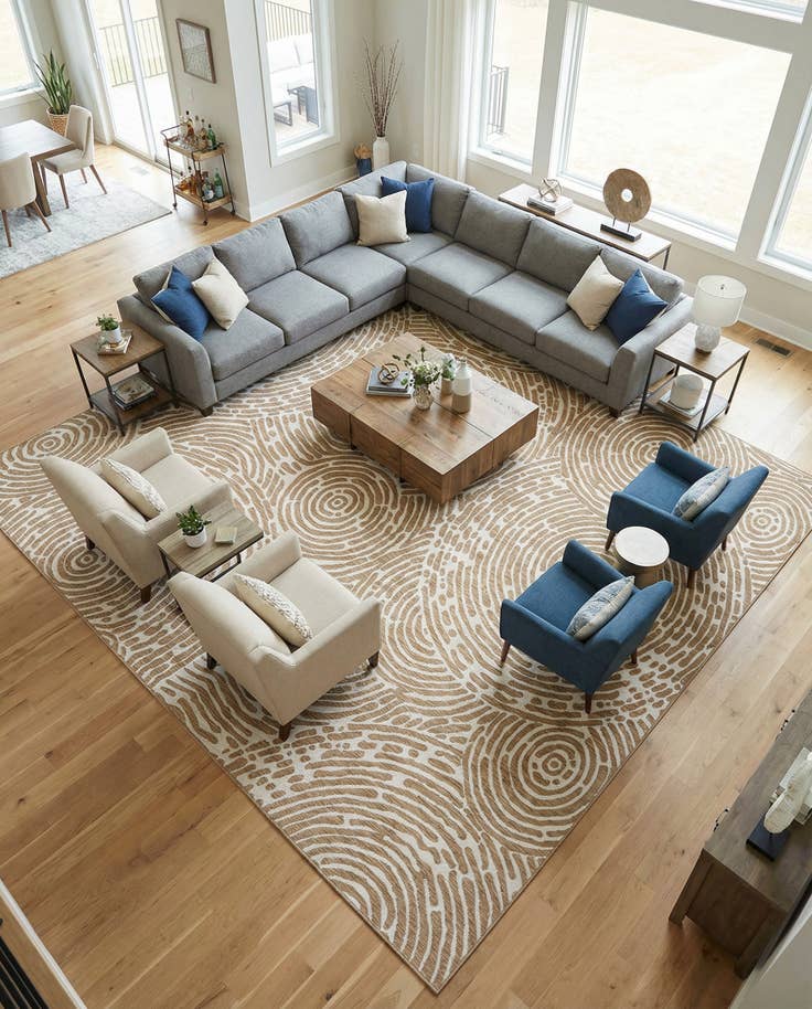 Detail image of 12' x 12' Easy-Clean Modern Indoor / Outdoor Square Rug