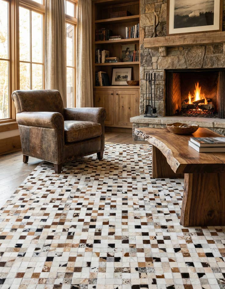 Detail image of 5' x 7' 11 Cowhide Stocks Rug