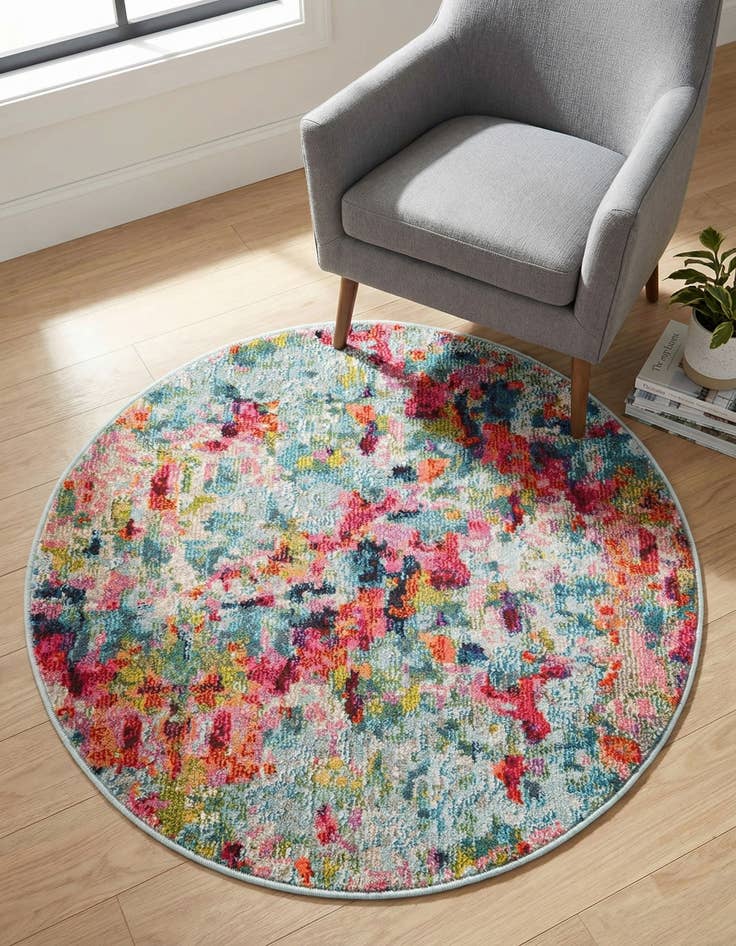 Detail image of 3' 3 x 3' 3  Washable Spectrum Round Rug
