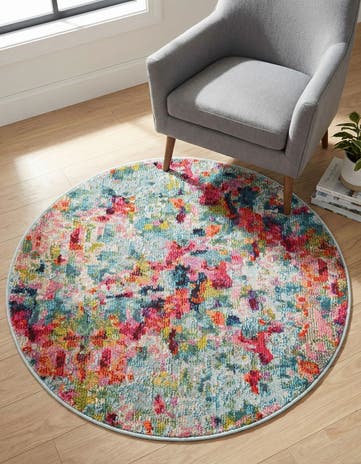 3' 3 x 3' 3 Washable Theia Round Rug