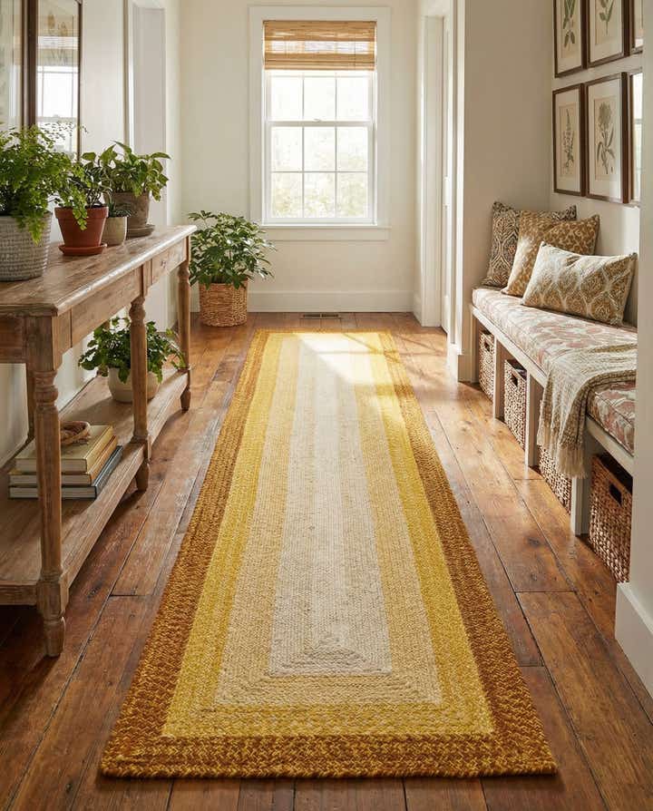 2' 7 x 12' Hand Braided Wool Runner Rug