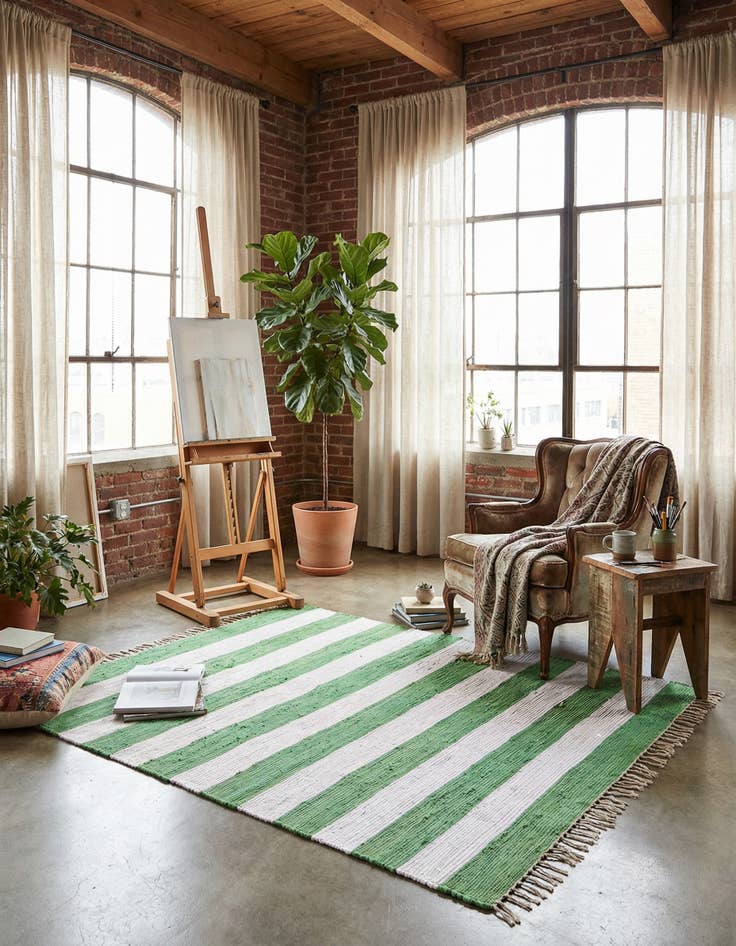 Detail image of 7' 10 x 7' 10  Hand Woven Chindi Rag Square Rug