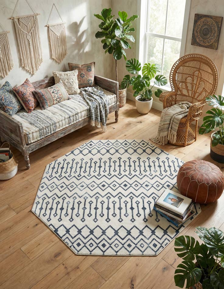 Detail image of 7' x 7' Bohemian Trellis Octagon Rug