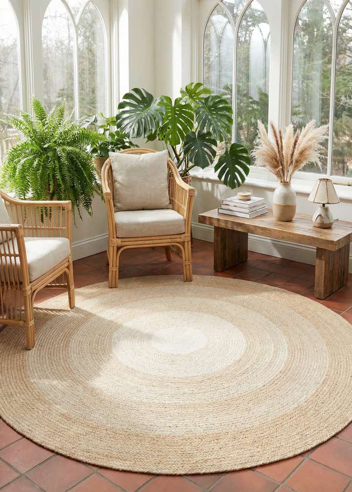 5' 1 x 5' 1 Handmade Hand Braided Wool Round Rug