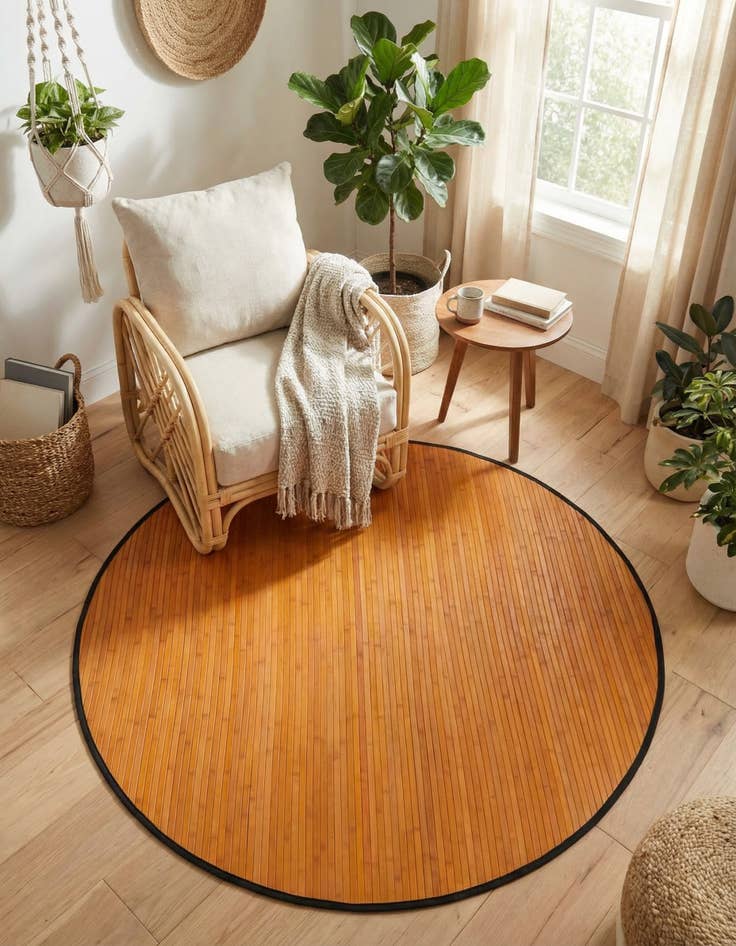 Detail image of 5' 3 x 5' 3 Bamboo Round Rug