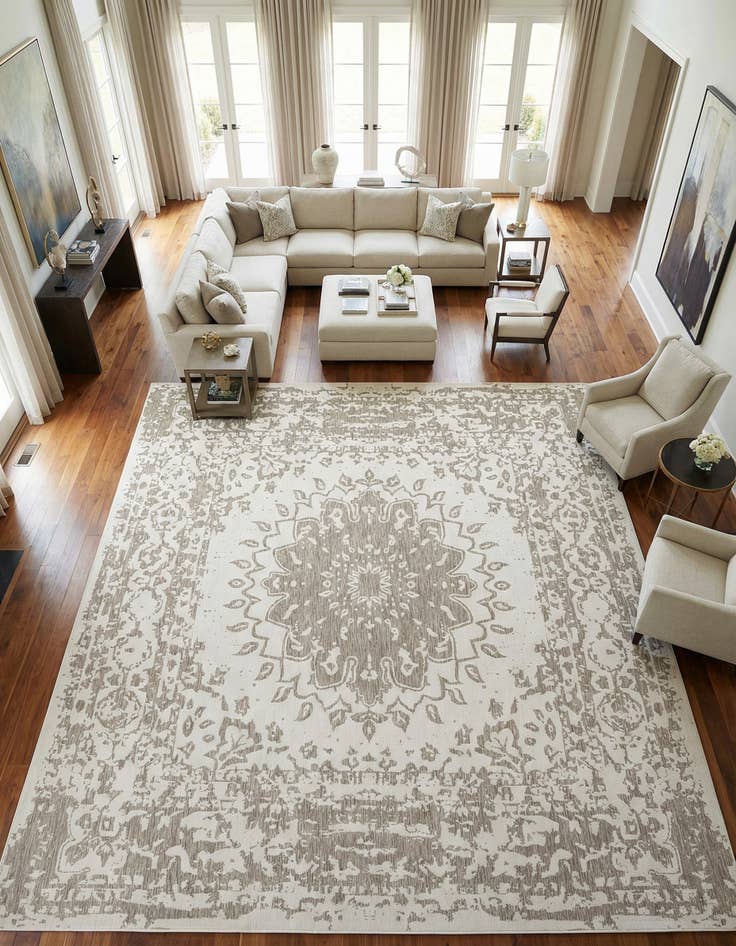 Detail image of 13' x 13' Easy-Clean Traditional Indoor / Outdoor Square Rug
