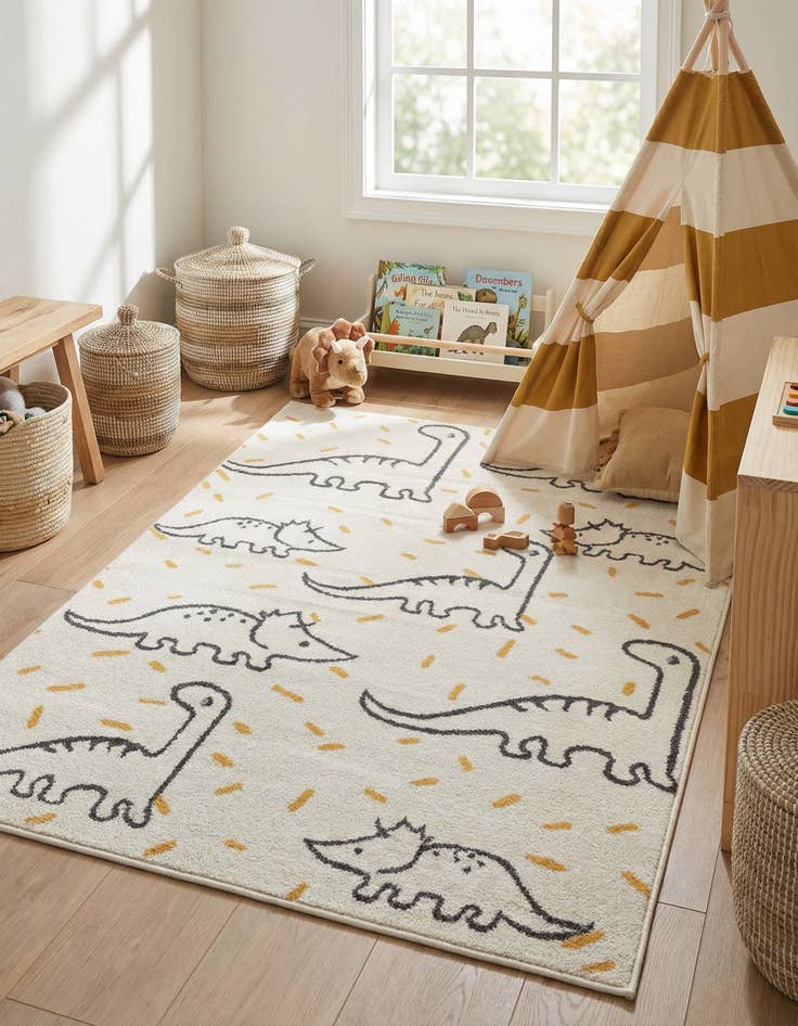 Detail image of 4' 1 x 6' 1 Dinosaur Whimsy Kids Rug