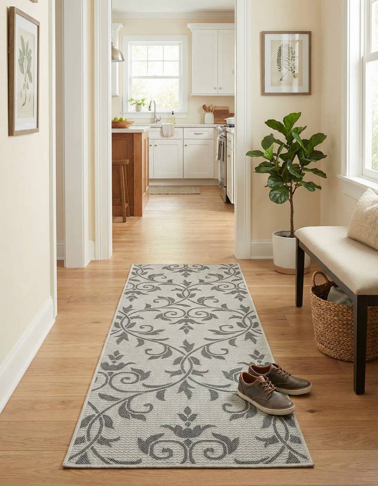 Detail image of 2' 2 x 6' Easy-Clean Botanical Indoor / Outdoor Runner Rug