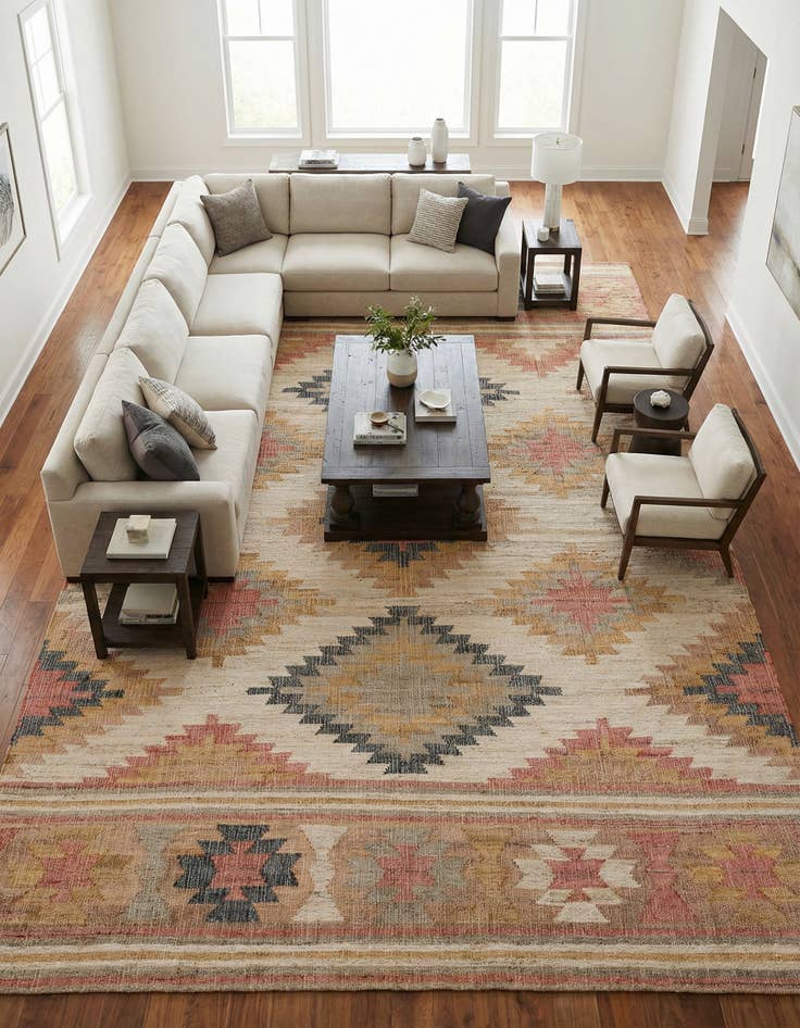 Detail image of 10' x 14' 1 Hand Woven Kilim Jute Rug