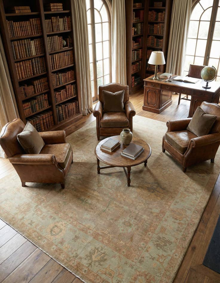 Detail image of 8' 4 x 10' Hand Knotted Oushak Wool Rug