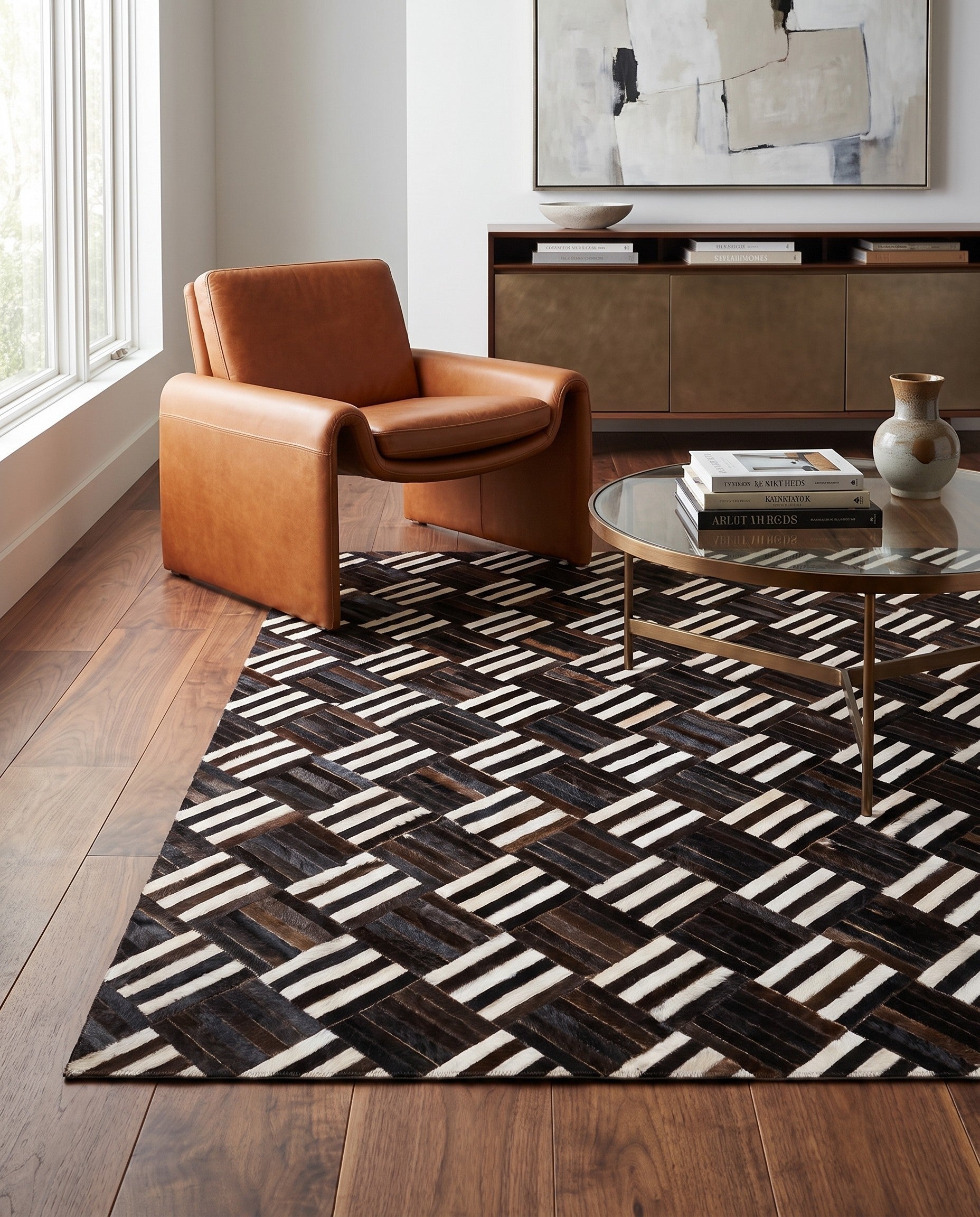 5' 11 x 6' 7 Cowhide Stocks Square Rug